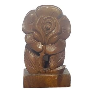 Wooden FLOWER VIntage Napkin / Mail Holder Boho Retro Carved